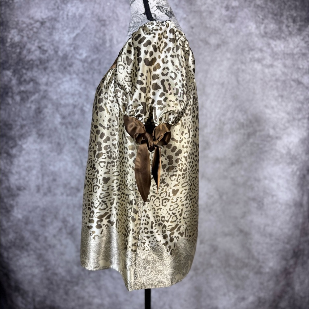 Joseph Ribkoff Cream and Brown Leopard Print Puff Sleeve Top - Picture 7 of 11